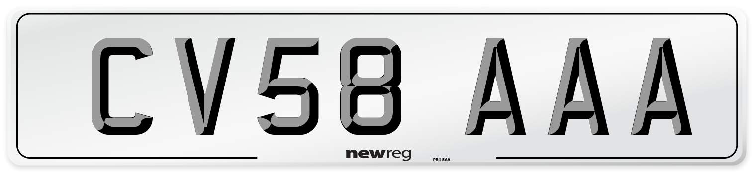 CV58 AAA Number Plate from New Reg